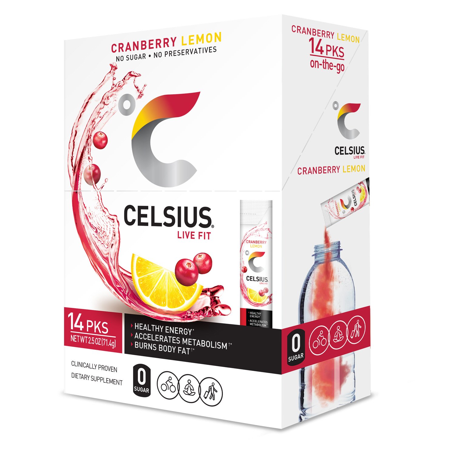 CELSIUS On-the-Go Powder Stick, Combo Pack of Dragonfruit Lime and Cranberry Lemon, 28 Piece Assortment - Image 2